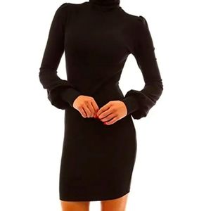 Black  sweater dress with balloon sleeves